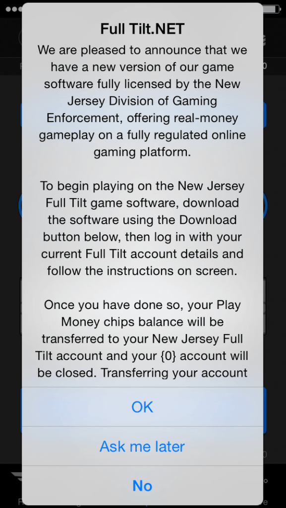 Full Tilt errant NJ iOS app screenshot