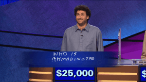 Alex Jacob on Jeopardy.