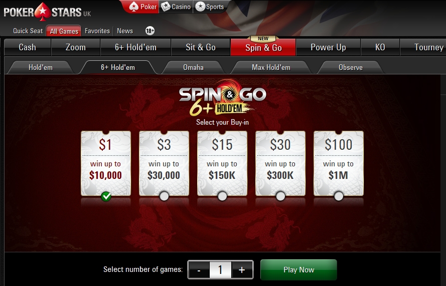 6+ Hold’em Spin & Go